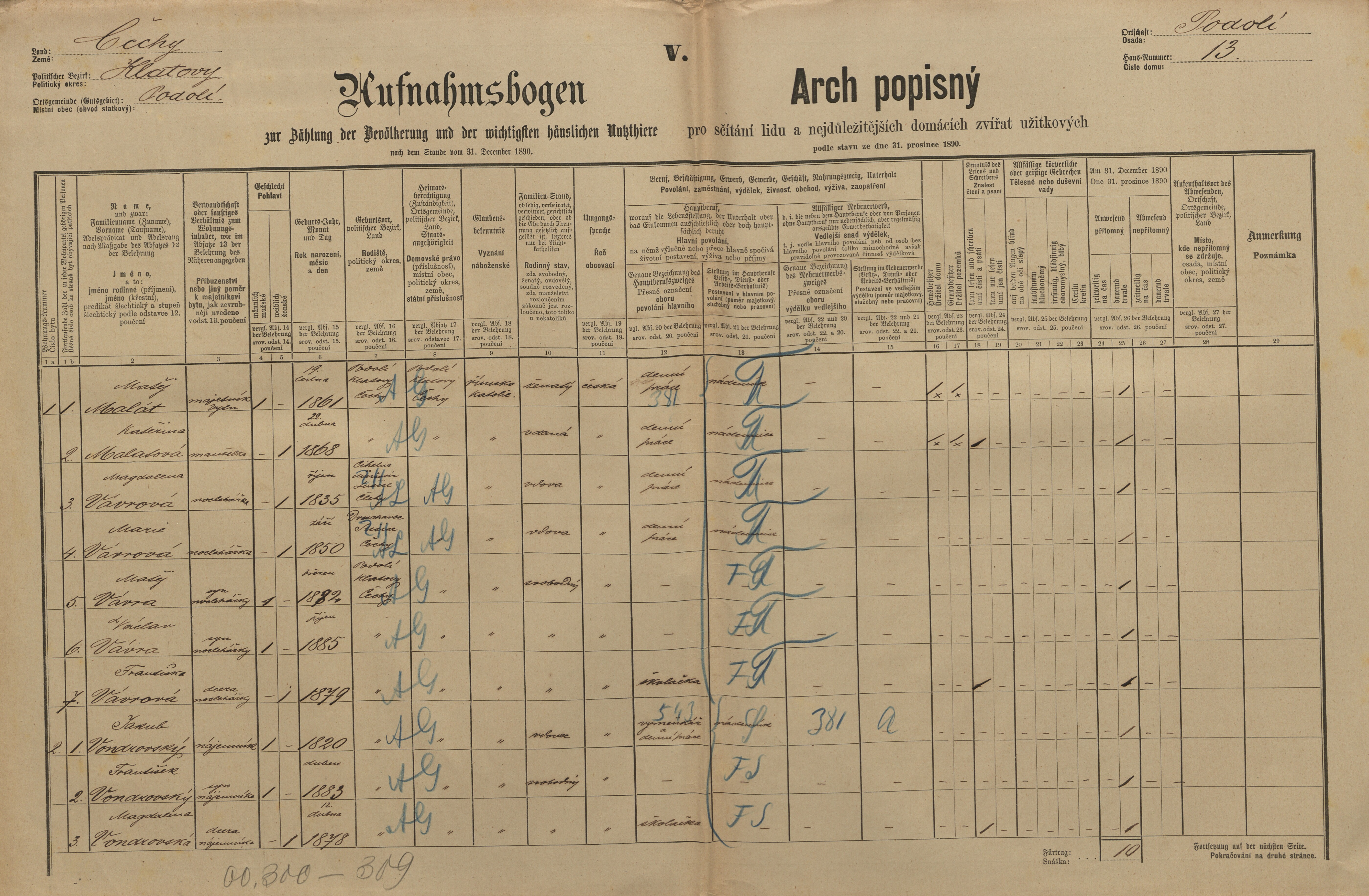 1. soap-kt_01159_census-1890-podoli-cp013_0010