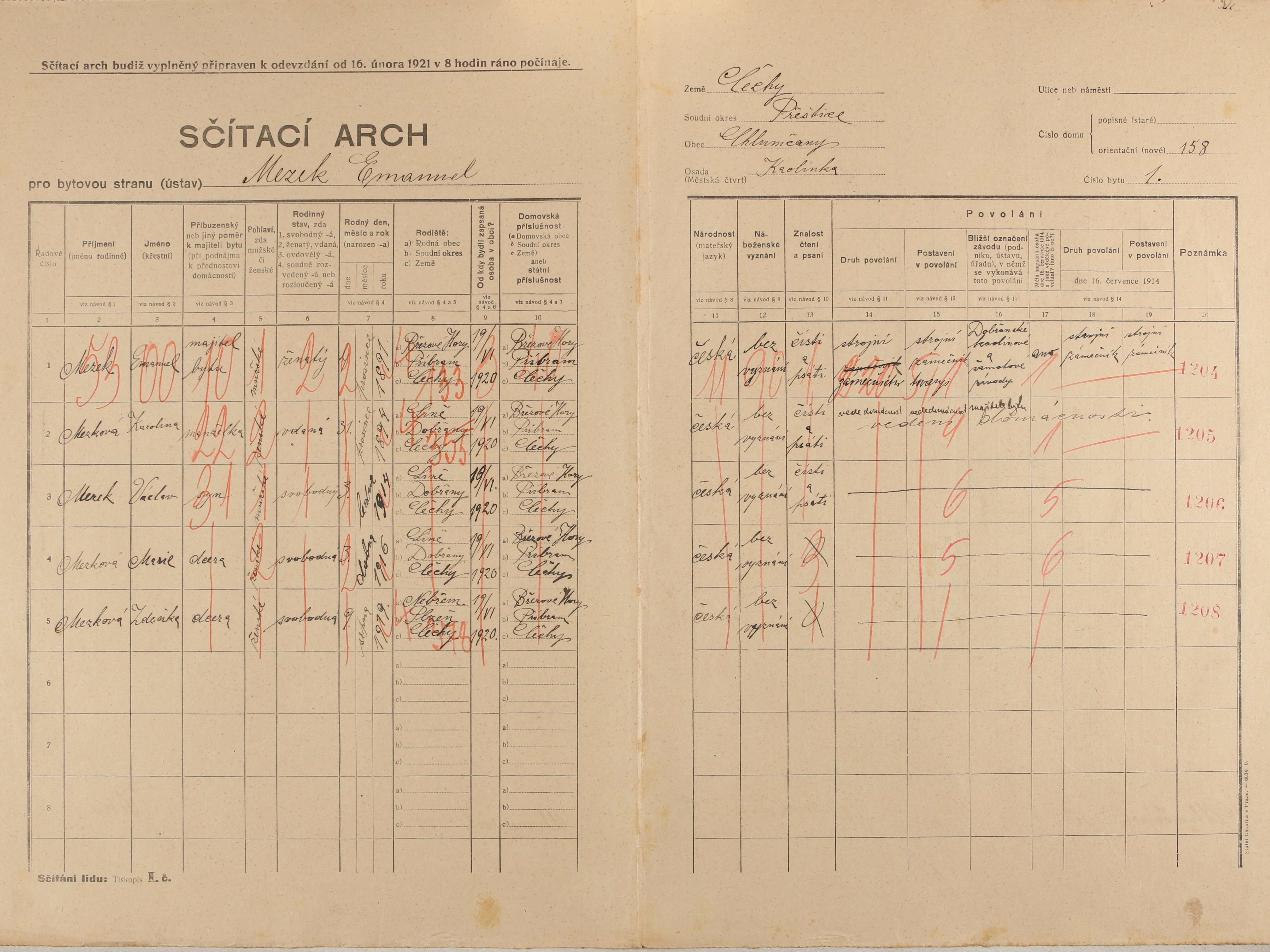 2. soap-pj_00302_census-1921-chlumcany-cp158_0020