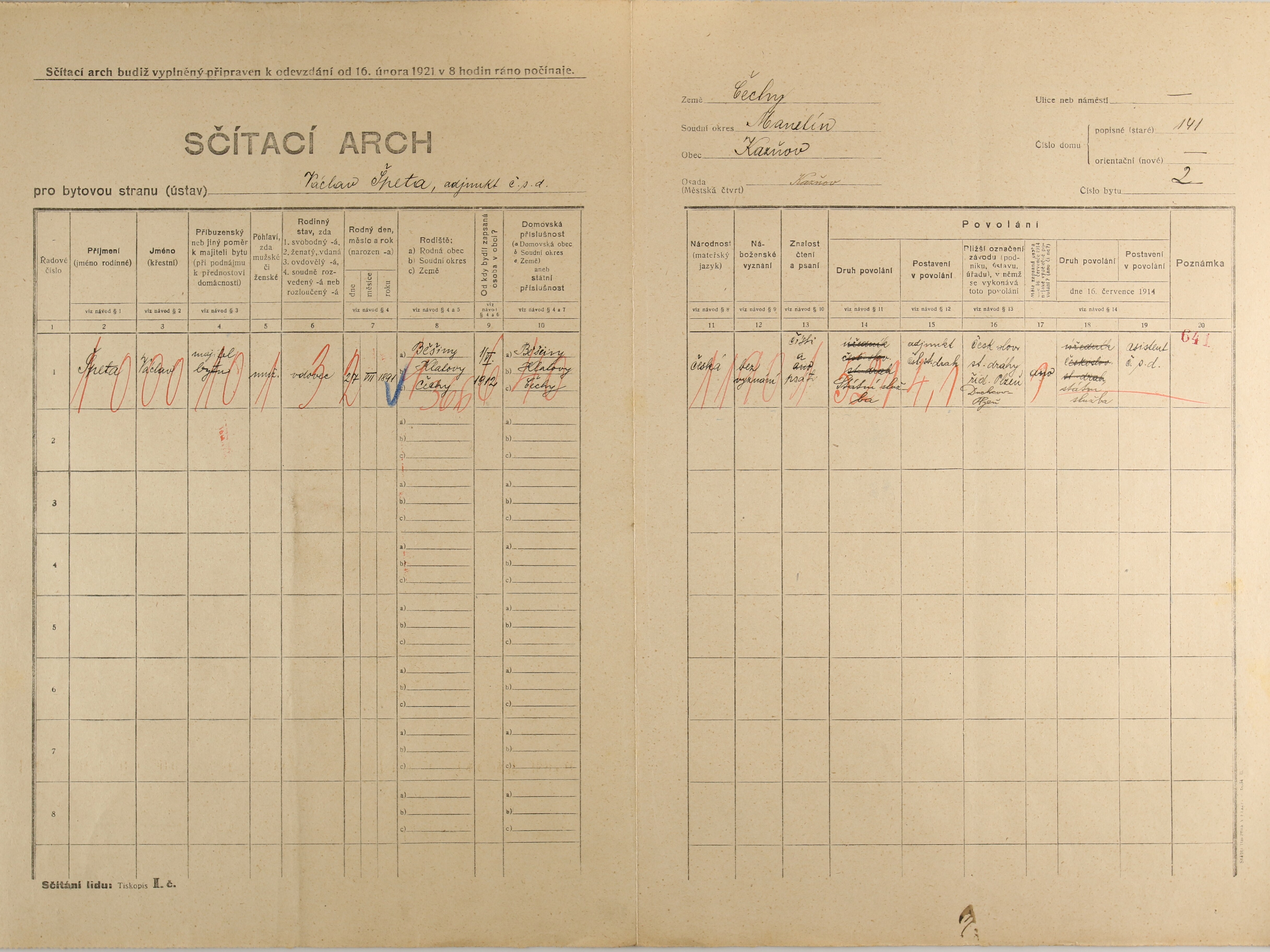 4. soap-ps_00423_census-1921-kaznejov-cp141_0040