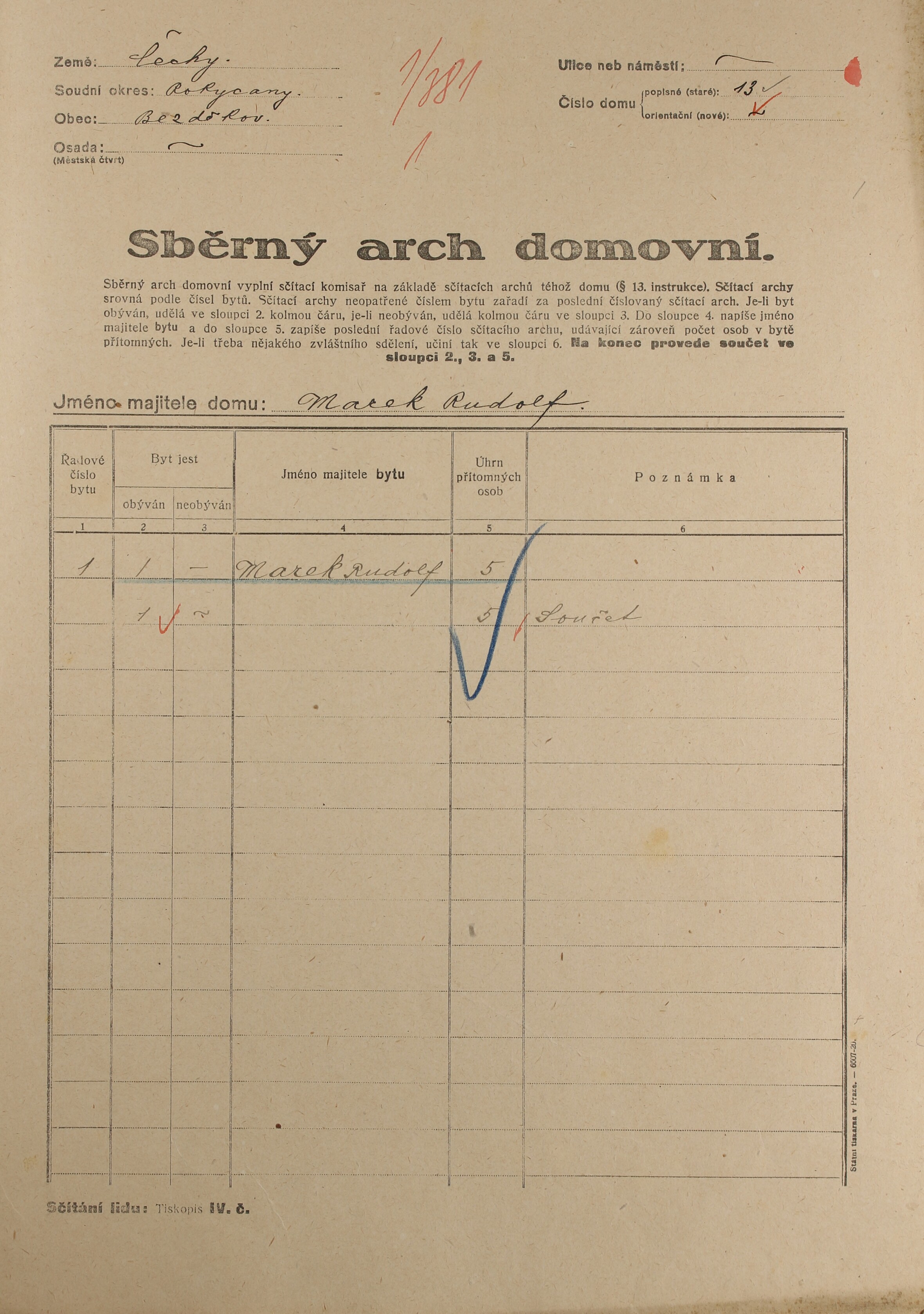 1. soap-ro_00002_census-1921-bezdekov-cp013_0010