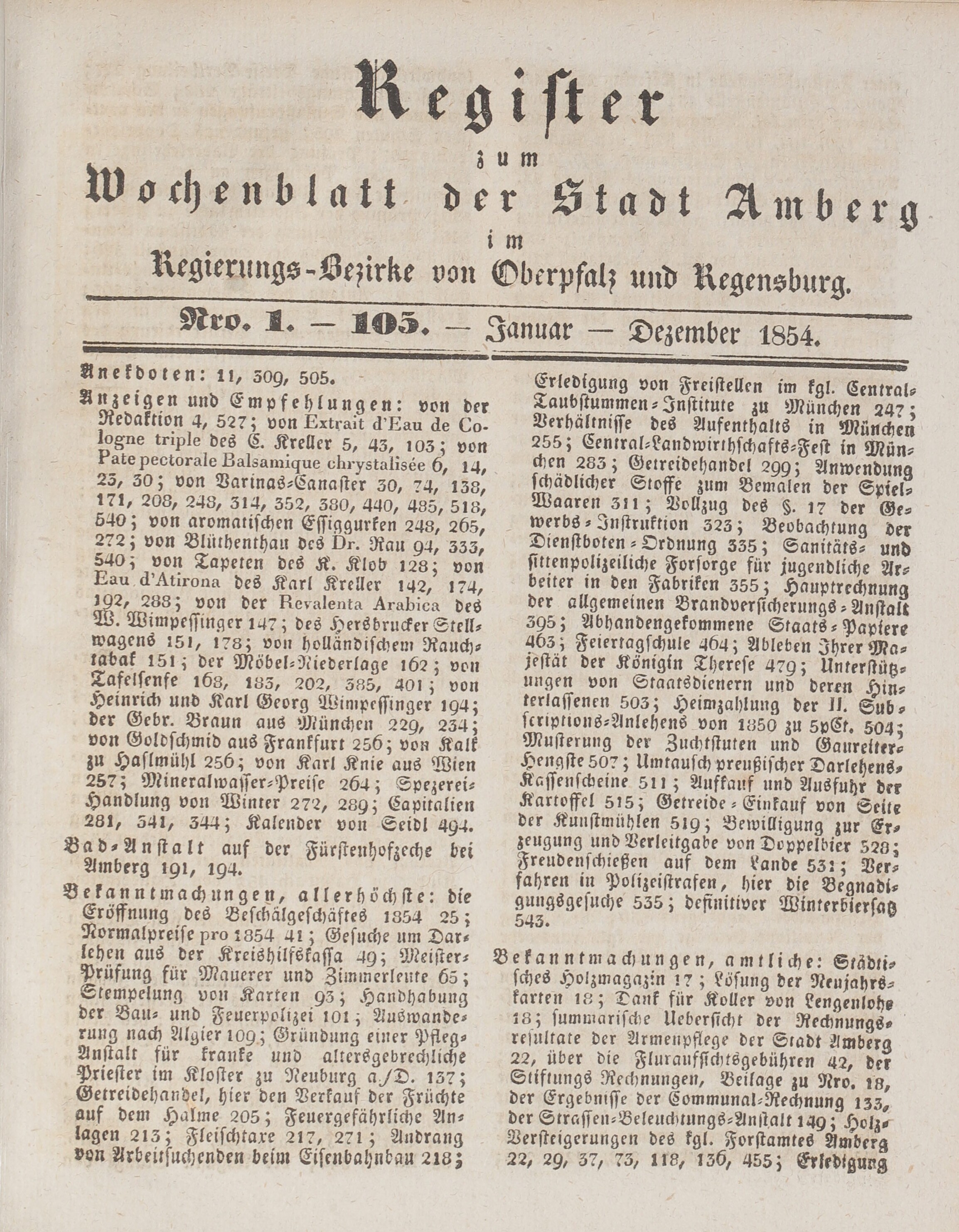 1. wochenblatt-amberg-1854-register_5520