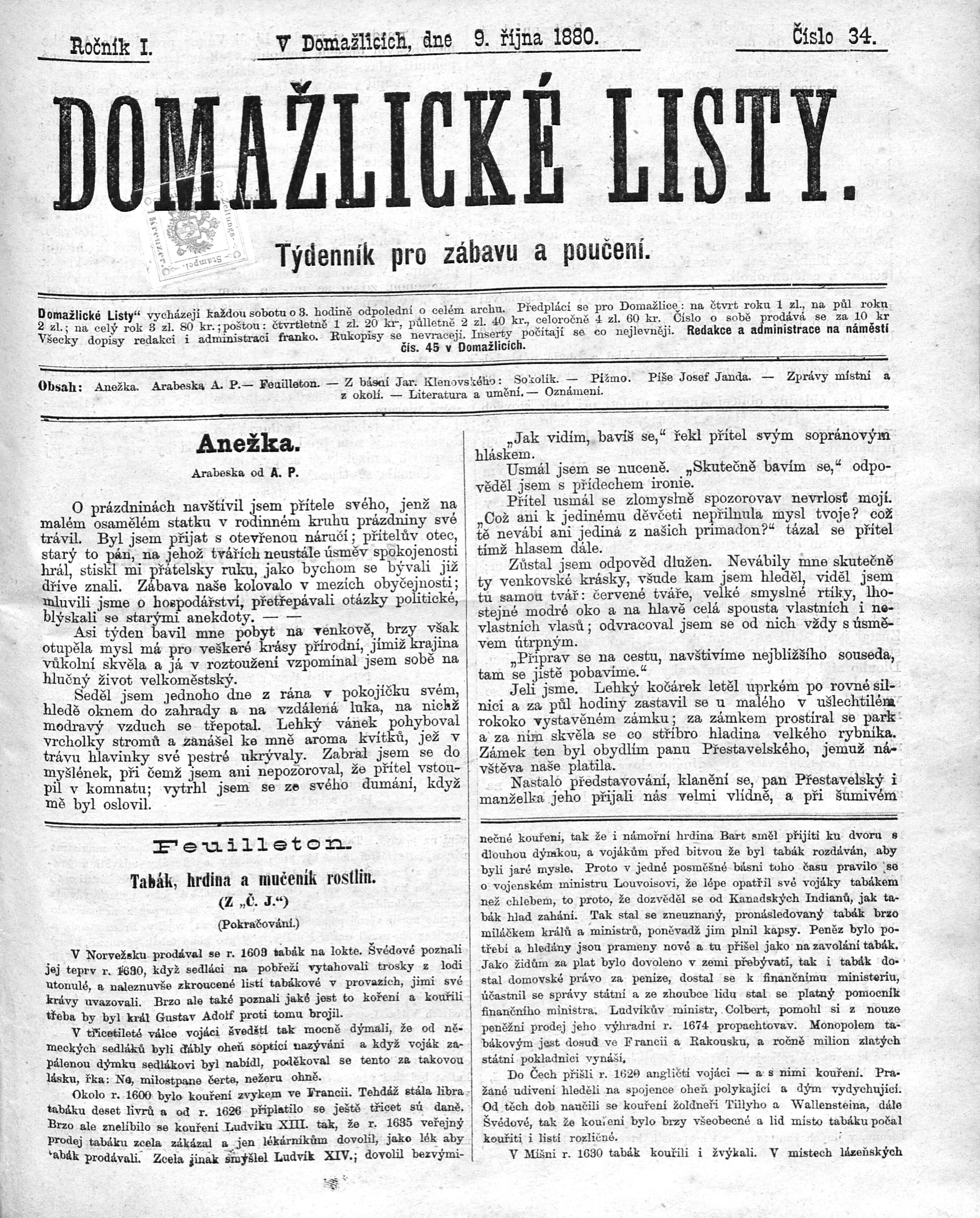 1. domazlicke-listy-1880-10-09-n34_1355