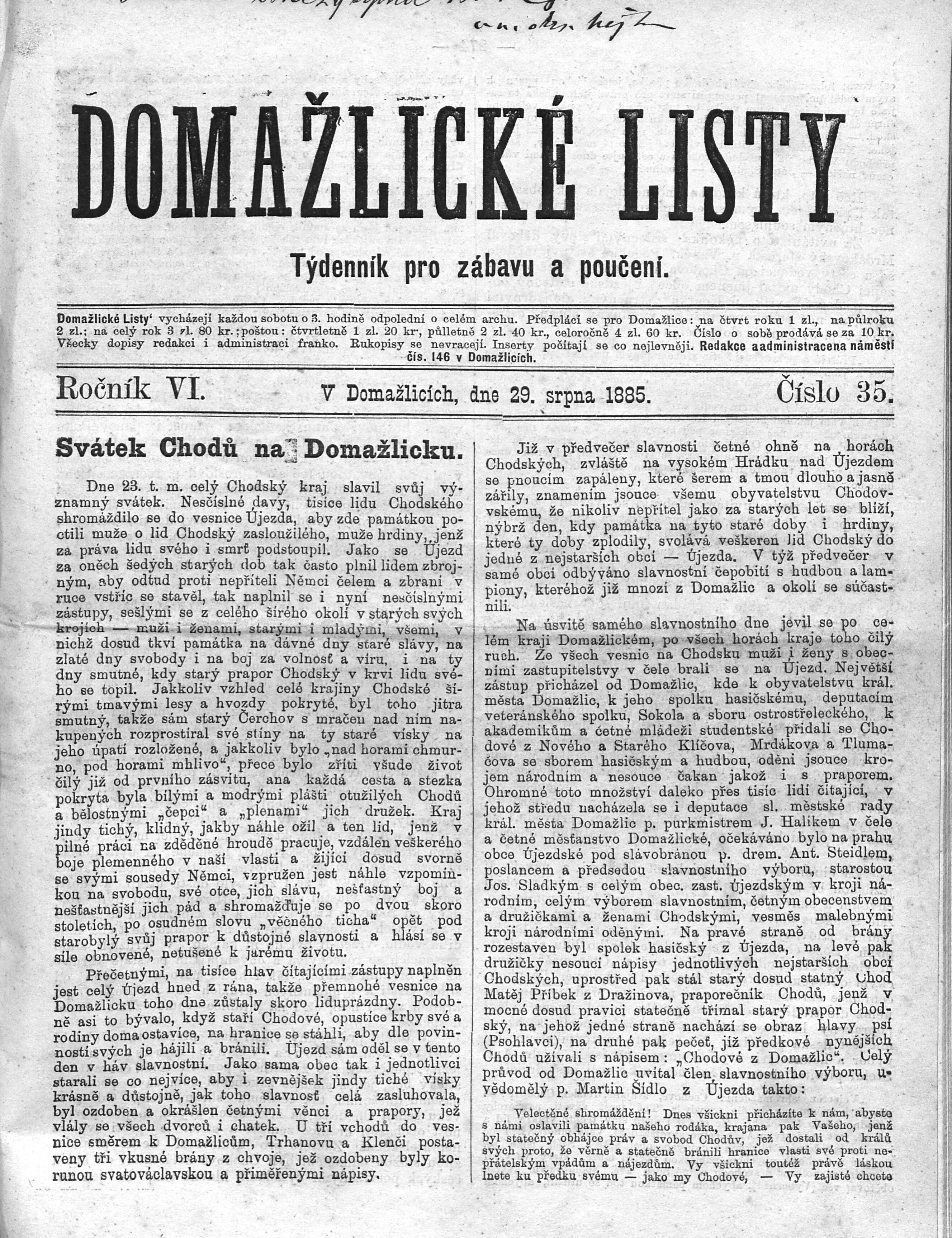 1. domazlicke-listy-1885-08-29-n35_1405